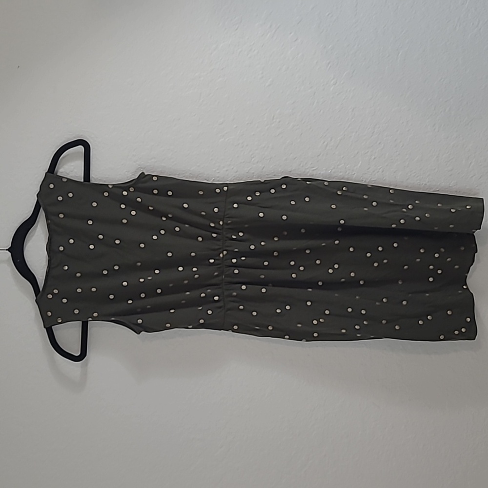 Boden Olive Green Polka Dot Mini Dress Natural Earty Size 4 R - Picture 6 of 7
